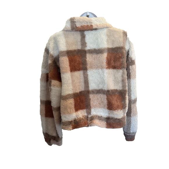Ci Sono - Women’s Cropped Plaid Full Zip Fuzzy Soft Jacket in Size Medium - Picture 2 of 7
